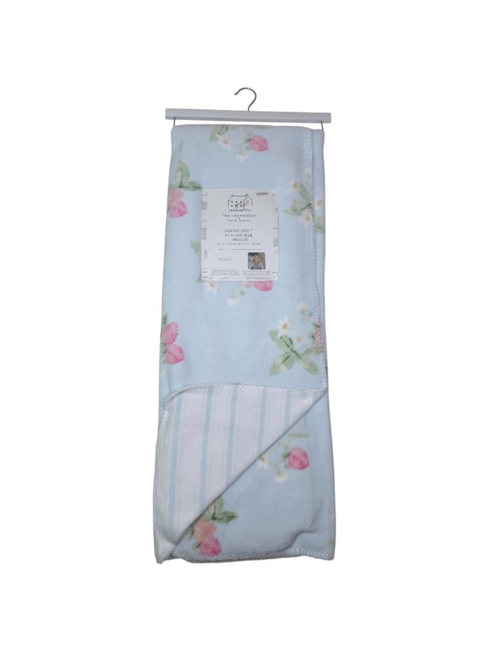 The Farmhouse By Rachel Ashwell Super Soft Reversible Throw 50"X70" Blue Floral